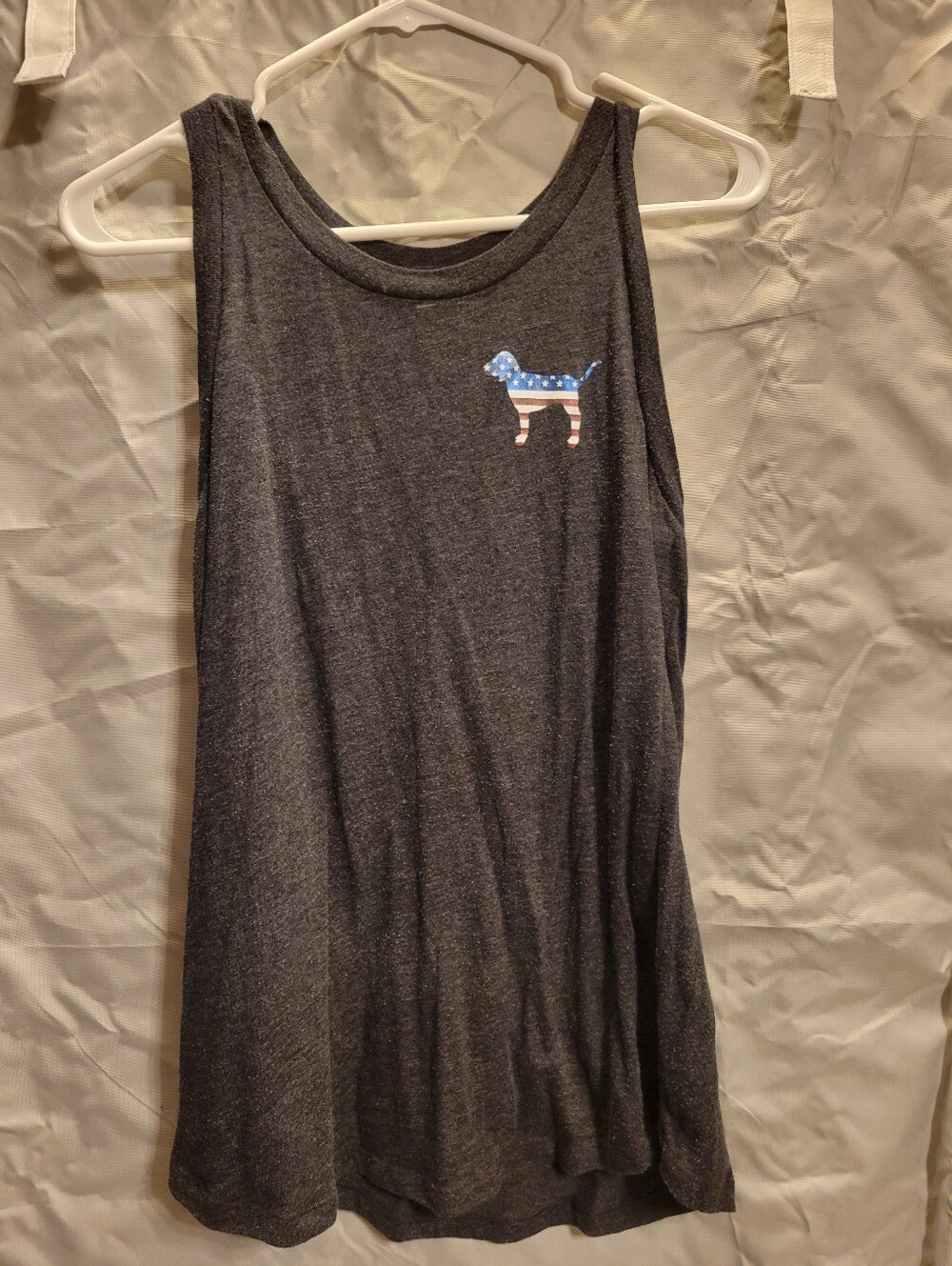 PINK Charcoal Tank with Bling/sequin dog on Back